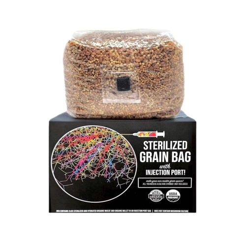Organic Sterilized Hydrated Grain Bag With Injection Port | 0.2 Micron Filter Patch | USDA Certified Organic (3 LB)